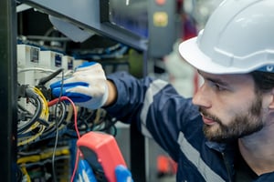 Electrician working on wires