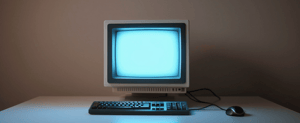 Computer with glowing screen